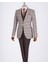 Italyan Stil Slim Fit Erkek Kombin Ceket Yelek Pantolon Takım Elbise Kahverengi T13077 1
