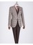Italyan Stil Slim Fit Erkek Kombin Ceket Yelek Pantolon Takım Elbise Kahverengi T13077 4