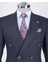 Italyan Stil Slim Fit Çizgili Kruvaze Ceket Pantolon Takım Elbise Lacivert T13060 2