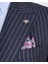Italyan Stil Slim Fit Çizgili Kruvaze Ceket Pantolon Takım Elbise Lacivert T13060 5