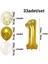 Yaş Gold Balon Seti Krom Gold Konfetili Beyaz Balon Happy Birthday Banner (Balon Bandı Hediyeli) 2