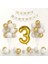 Yaş Gold Balon Seti Krom Gold Konfetili Beyaz Balon Happy Birthday Banner (Balon Bandı Hediyeli) 1