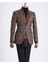 Italyan Stil Slim Fit Ekose Erkek Tek Ceket Siyah T13350 2