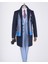 Italyan Stil Slim Fit Sivri Yaka Yün Karışımlı Kaşe Erkek Kaban Lacivert T13364 3