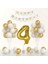 Yaş Gold Balon Seti Krom Gold Konfetili Beyaz Balon Happy Birthday Banner (Balon Bandı Hediyeli) 1