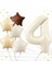 Yaş Retro Bej 34" (76CM) Yaş Balonlu Latte Bej Kahve Yıldız Balon Retro Doğum Günü Yaş Balon Seti 1