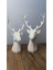 Geyik Figürlü Modern Dekoratif Biblo, 22cm ve 19cm, Beyaz Plastik Tasarım 2