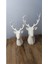 Geyik Figürlü Modern Dekoratif Biblo, 22cm ve 19cm, Beyaz Plastik Tasarım 3