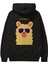 No Drama Yazılı Lama Arka Baskılı Siyah Oversize Kapüşonlu Sweatshirt Erkek Kadın 1