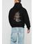 Hadouken Arka Baskılı Siyah Oversize Kapüşonlu Sweatshirt Erkek Kadın 2