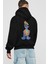 Donald Arka Baskılı Siyah Oversize Kapüşonlu Sweatshirt Erkek Kadın 2