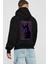 Neon Cat Arka Baskılı Siyah Oversize Kapüşonlu Sweatshirt Erkek Kadın 2