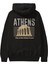 Athens Arka Baskılı Siyah Oversize Kapüşonlu Sweatshirt Erkek Kadın 1