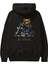 Teddy Bear En Route Arka Baskılı Siyah Oversize Kapüşonlu Sweatshirt Erkek Kadın 1