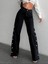 2069 Kadın Likrasız Yandan Çıtçıtlı Bol Paça Jeans Kot Denim Pantolon 3