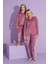 Yeni Sezon Puantiye Desenli Trend Model Kadife Anne/kız Çocuk Pijama Takımı 2800-PUDRA Puantiye 1