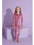 Yeni Sezon Puantiye Desenli Trend Model Kadife Anne/kız Çocuk Pijama Takımı 2800-PUDRA Puantiye 3