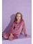 Yeni Sezon Puantiye Desenli Trend Model Kadife Anne/kız Çocuk Pijama Takımı 2800-PUDRA Puantiye 4