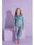 Yeni Sezon Puantiye Desenli Trend Model Kadife Anne/kız Çocuk Pijama Takımı 2800-MINT Puantiye 4