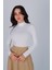 Kadın Ekru Uzun Kol Basic Crop Bluz 1