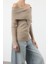 Kadın Moda Şık Carmen Yaka Reglan Kol Regular Basic Triko Kazak 2