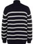 Unisex Moda Şık Balıkçı Yaka Düşük Kol Regular Casual Unisex Fit Geniş Kalıp Çizgili Triko Kazak 1