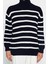 Unisex Moda Şık Balıkçı Yaka Düşük Kol Regular Casual Unisex Fit Geniş Kalıp Çizgili Triko Kazak 4