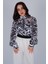 Kadın Zebra Desen Şifon Crop Bluz 2