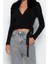 Kadın Moda Şık V Yaka Standart Kol Regular Crop Suni Kürk Detaylı Triko Kazak 3