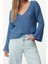 Kadın Moda Şık V Yaka Standart Kol Crop Yünlü Geniş Kalıp Basic Triko Kazak 3