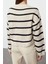 Stil Modern Kadın Crop Düşük Kol Bisiklet Yaka Basic Çizgili Triko Kazak 4