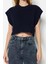 Kadın Moda Şık Bisiklet Yaka Standart Kol Crop Triko Süveter 1
