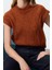 Kadın Moda Şık Bisiklet Yaka Standart Kol Regular Yumuşak Dokulu Crop Kısa Kol Triko Süveter 2