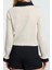 Stil Modern Kadın Crop Standart Kol Bisiklet Yaka Garni Detaylı Renk Bloklu Triko Hırka 4