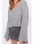 Kadın Moda Şık V Yaka Standart Kol Crop Yünlü Geniş Kalıp Basic Triko Kazak 3