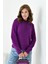 Kadın Sıfır Yaka Kazak Mor 3