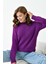 Kadın Sıfır Yaka Kazak Mor 4