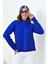 Kadın Fermuar Detaylı Hırka Mavi 2