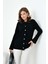 Kadın Kuş Gözü Detaylı Triko Gömlek Siyah 1