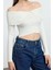 Kadın Crop Standart Kol Carmen Yaka Özel Iplik Triko Hırka 2
