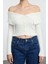 Kadın Crop Standart Kol Carmen Yaka Özel Iplik Triko Hırka 3