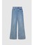 %100 Koton Yüksek Bel Geniş Paça Denim Pantolon Kadın Renkli Pantolon - 323A4V8JLE02F 2