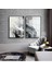 Siyah Beyaz Dalga Soyut Kombini Çerçeveli Cam Tablo 2'li 1