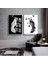 Beyaz Siyah Tüy Kombini Çerçeveli Cam Tablo 2'li 1