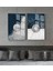 Lacivert Gümüş Sevilen Soyut Kombin 4 Çerçeveli Cam Tablo 2'li 1