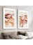 Bej Krem Turuncu Renk Soyut Kombini Çerçeveli Cam Tablo 2'li 1