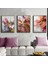 Pudra Pembe Ve Mor Soyut Şekil Kombini Çerçeveli Cam Tablo 3'lü 1