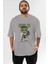 Hulk (9) Ön Baskılı Gri Oversize T-Shirt Bisiklet Yaka Pamuk Erkek Kadın 1