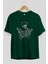 Wolverine Ön Baskılı Zümrüt Yeşili Oversize T-Shirt Bisiklet Yaka Pamuk Erkek Kadın 2