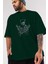 Wolverine Ön Baskılı Zümrüt Yeşili Oversize T-Shirt Bisiklet Yaka Pamuk Erkek Kadın 3